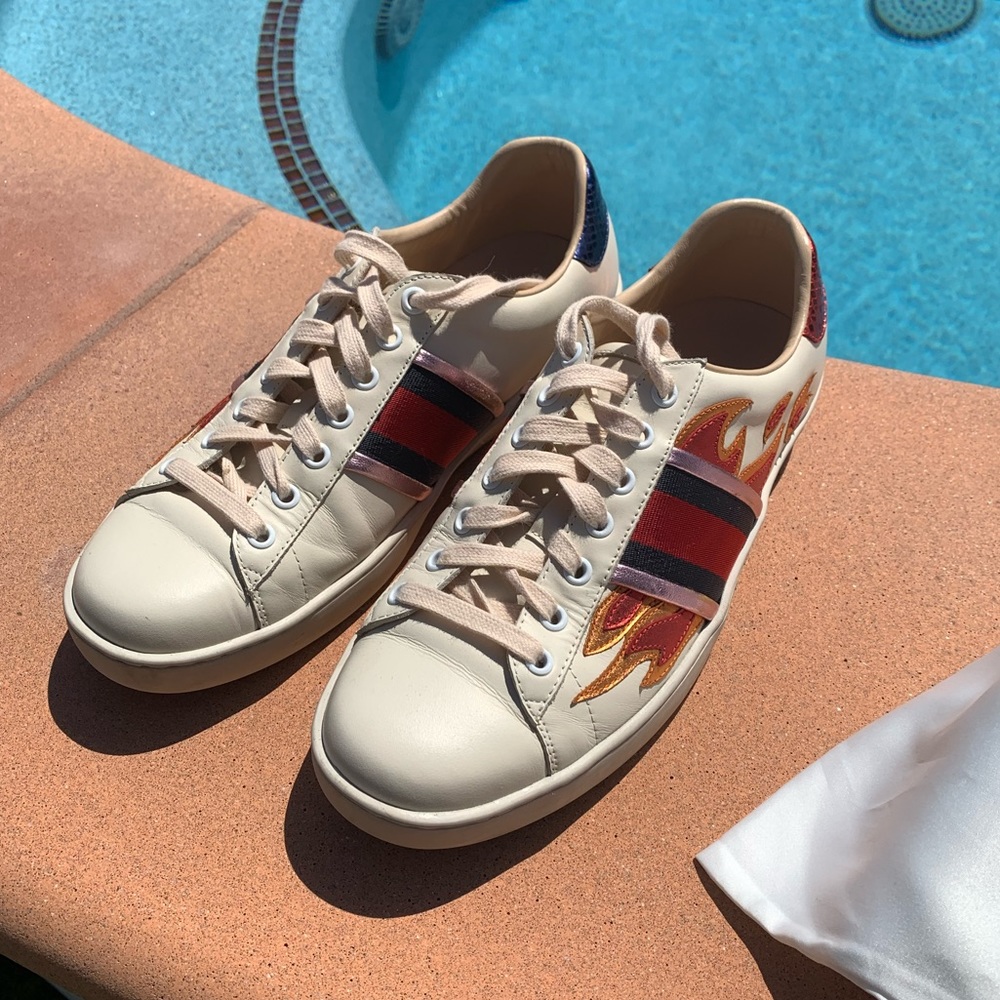 Gucci Ace Sneakers with Flames